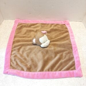 🛍Tiddliwinks Girl Monkey Security Blanket Lovey Baby Plush Brown Pink Trim c325